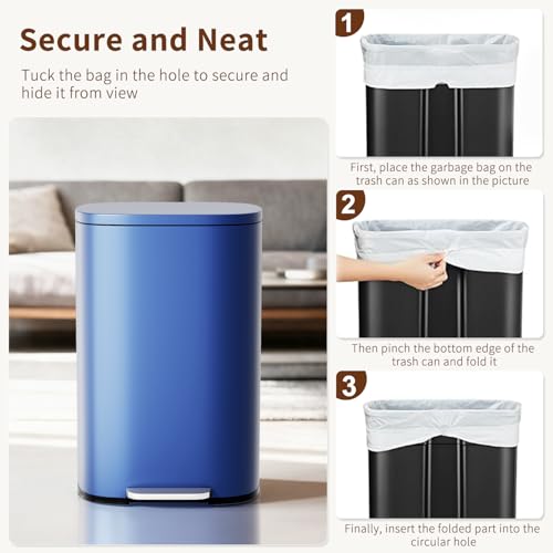 13G Trash Can with Lid (Deep Blue / 13 G)