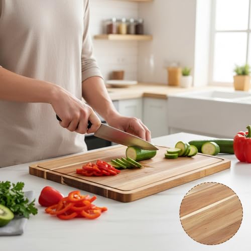 6 Pcs Acacia Wood Cutting Boards with Juice Grooves (20 x 15 Inch)