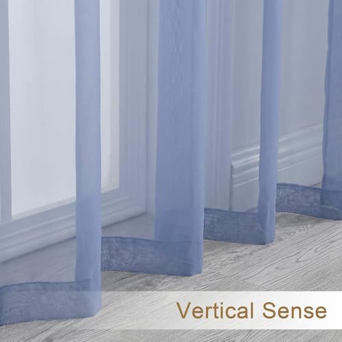 Sheer Curtains 54 Inch Long 2 Panels Set (Denim Blue / 42"W x 54"L (Pack of 2))