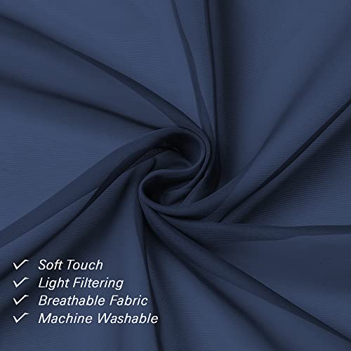 Navy Blue Sheer Curtains 84 Inches Long 2 Panels Set (Navy Blue / 40"W x 84"L (Pack of 2))