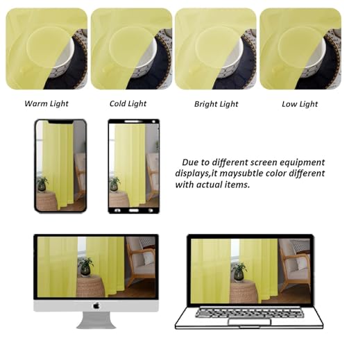 Sheer Valances for Windows (Lemon / 42"W x 14"L (Pack of 2))