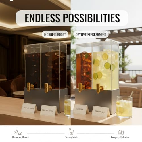1.25 Gallon Dual Acrylic Beverage Dispenser with Gray Metal Stand (Gray / Dual Dispenser)