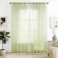 Check Sheer Curtains 63 Inches 2 Panels Set (Check - Sage Green / 52"W x 63"L (Pack of 2))