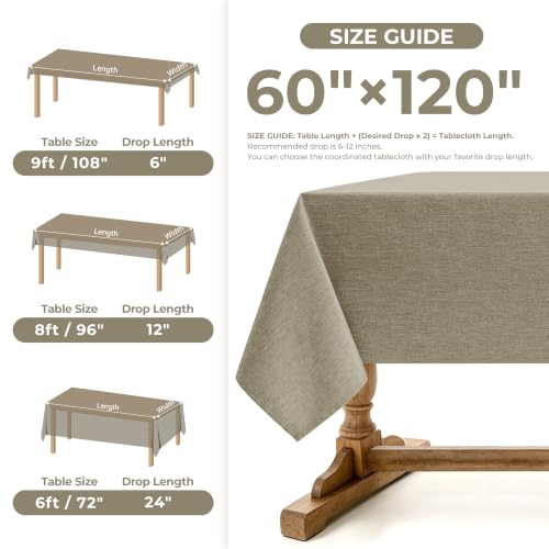 Faux Linen Tablecloth for Dining Room (Natural / 144" x 60" (Rectangular))