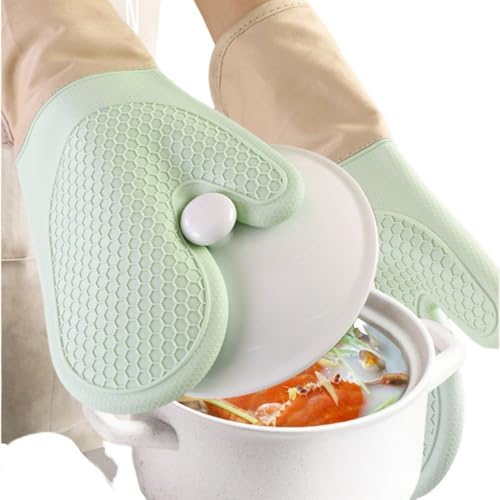 6 Piece Silicone Oven Mitts Set (Light Green)