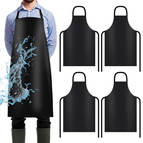 4 Pack Waterproof Vinyl Apron (Black)