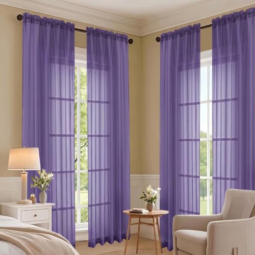 Purple Bedroom Curtains 2 Panel Sets 96 Inch Length (Purple / 59"W x 96"L (Pack of 2))