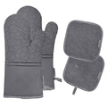4Pcs Oven Mitts and Pot Holders Set (Gray)