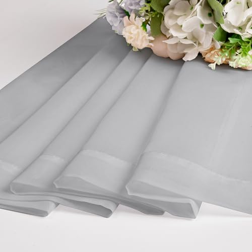 Light Grey Sheer Curtains 30 inch Length 2 Panels (Light Grey / 42"W x 30"L (Pack of 2))