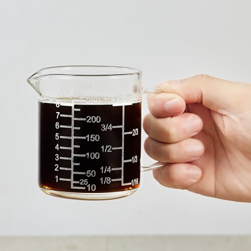 Ackers Mirror Scale Glass Measuring Cup (250 ML (8 Oz, 1 Cup) - Mirror Etching)
