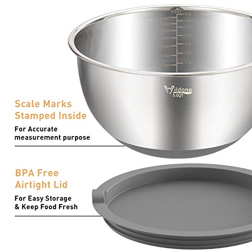 Mixing Bowls with Airtight Lids Set (Gray)