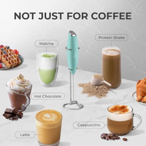 Powerful Milk Frother Wand With Duracell Batteries (Chill Mint / Z1 Motor + Batteries)