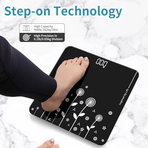 Digital Bathroom Scale for Body Weight (Scale Black Four-leaf clover 400lb)
