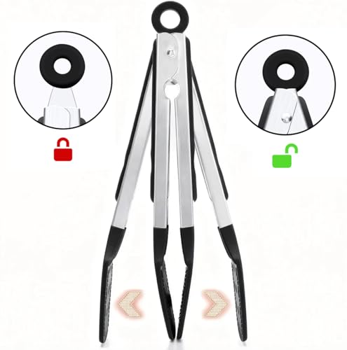 9 Inch Kitchen Tongs (9", Dotted, BLK)