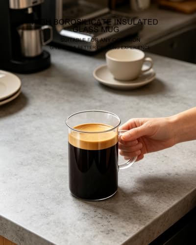 4pcs Set Iridescent Glass Coffee Mugs (14 oz Rainbow coffee Cups)