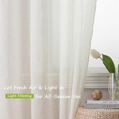 Natural Linen Textured Sheer Curtains 72 inches Long 2 Panels (Natural / 40"W x 72"L (Pack of 2))