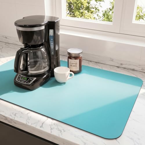 Coffee Mats for Coffee Bar Accessories (Turquoise / 19" x 12")