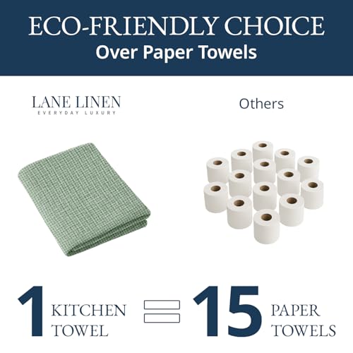Dish Towels for Kitchen 100% Cotton Tightly Woven 6 Pack (18"x28" - 6 Pack / 01: Olive)