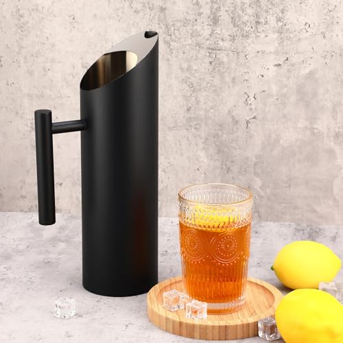 3 Pack 53oz 1.5l Stainless Steel Water Pitcher (53 oz / Black)