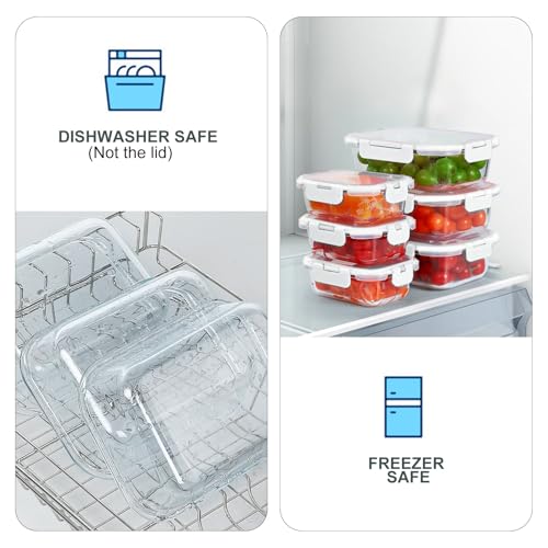 10 Pack Glass Food Storage Containers with Lids (White / 10-Pack)
