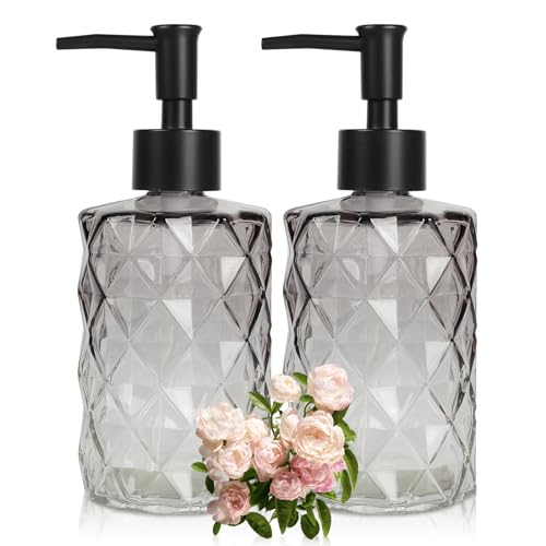 Glass Soap Dispenser with Plastic Pump (Gradient Diamond Black)