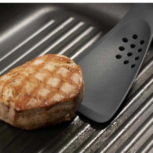 Uni-tool 5-in-1 Silicone Kitchen Utensil, Slotted Spoon, Turner, Cutting Tool, Solid Spoon and Spatula in one- Grey (Gray)