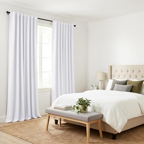 50% Light Filtering Curtains 84 inch Long (Pure White / 52"W x 84"L (Pack of 2))