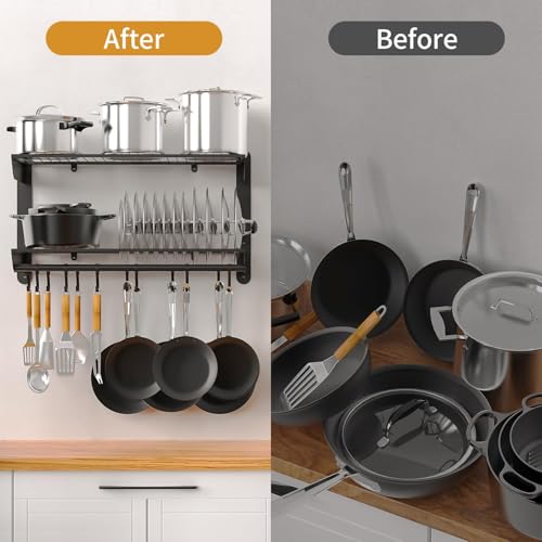 Pot Rack Wall Mounted 30 Inch (Black / 30-inch)
