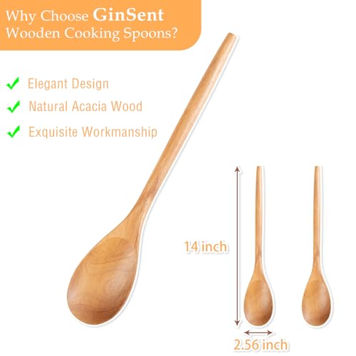 2PCS Wooden Spoons for Cooking (Light Brown(A))