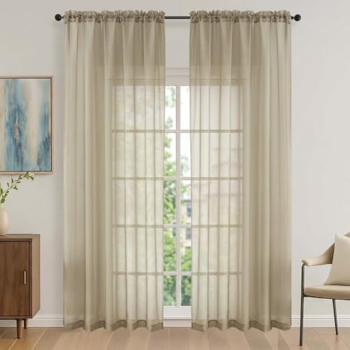Taupe Bedroom Curtains 2 Panel Sets 90 Inch Length (Taupe / 59"W x 90"L (Pack of 2))
