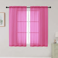 Hot Pink Sheer Curtains for Bedroom Living Room 45 Inch Length 2 Panels (Hot Pink / 42"W x 45"L (Pack of 2))