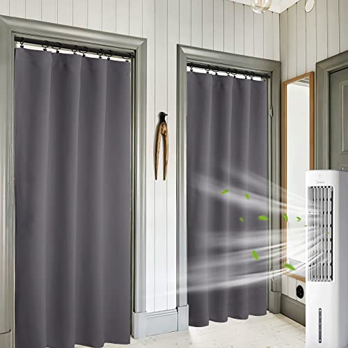 Blackout Curtains for Bedroom Living Dining Room 84 inches Long (Grey / 42"W x 84"L (Pack of 2))