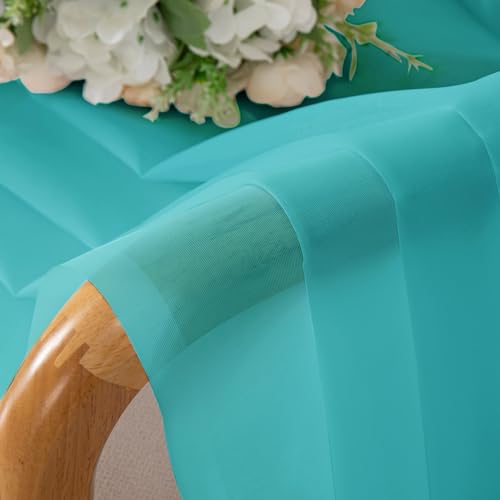 Turquoise Sheer Curtains 54 Inch Long 2 Panels (Turquoise / 42"W x 54"L (Pack of 2))