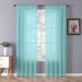 Sheer Curtain Linen Textured Bedroom Curtains Sheer Light Filtering Rod Pocket Voile Curtain for Living Room (54"W x 95"L (Pack of 2) / Crystal Blue)