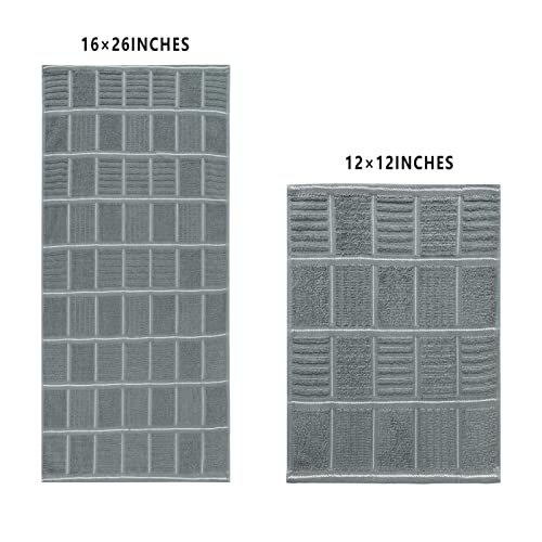 Kitchen Towels and Dishcloths Set (Grey)