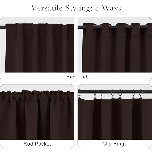 Blackout Curtains Short (Brown / 42"W x 30"L (Pack of 2))