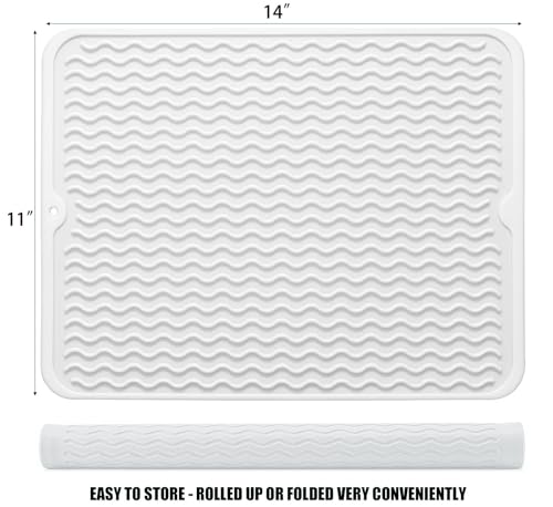 Silicone Dish Drying Mat (White / 14" x 11")