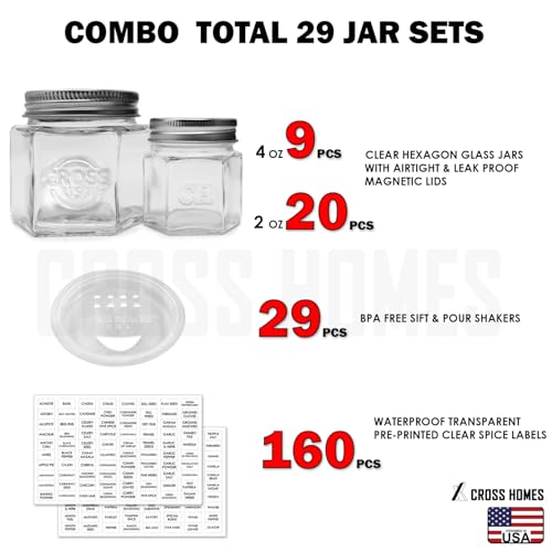 Magnetic Spice Jars Combo Pack 29 Pack (COMBO PACK (20 SET 2 OZ & 9 SET 4 OZ))