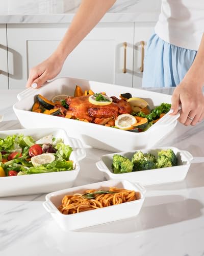 Sweejar Ceramic Bakeware Set of 4 (White / Baking dish)