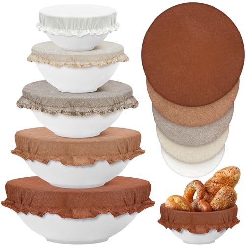 10 Pcs Reusable Bowl Covers in 5 Size (Brown / Earth Tone Style)
