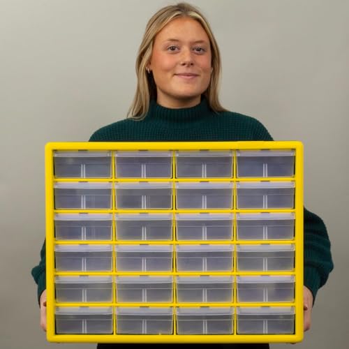 24 Drawer Plastic Storage Cabinet (Yellow / 24 Drawer / 1 Pack)