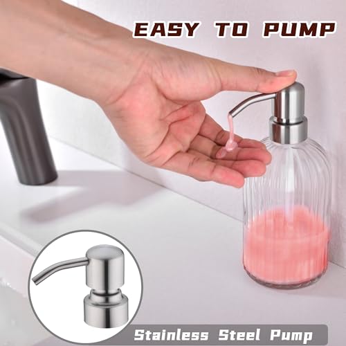 Glass Soap Dispensers for Kitchen and Bathroom (Brushed Nickle / 1-Pack)