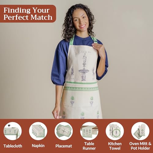 Aprons for women with Pocket 100% Cotton Pack of 1 (075 - Jardin Du Roy)