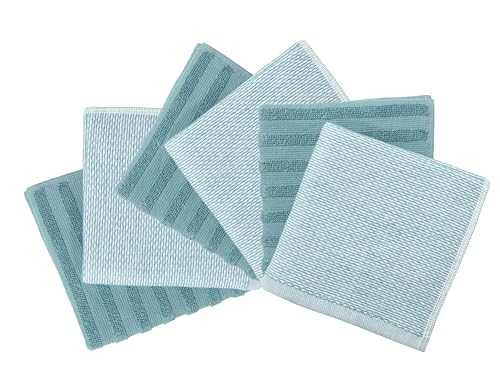 Bumble Premium Dish Cloths 13"x13" (Aqua / Dish Cloths - Mixed Styles (6 Pack))