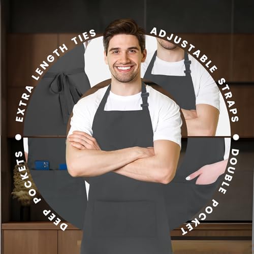 Black Apron with Pockets (Pack of 2 / Grey)