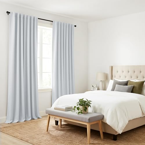 60% Light Blocking Curtains 96 inch Long (Greyish White / 52"W x 96"L (Pack of 2))