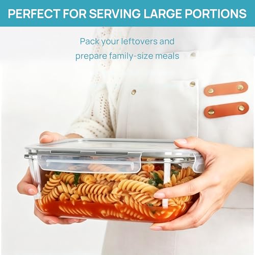 1Pack 1860ml 63oz Large Glass Storage Container with Lids (Grey / 1pk63oz)