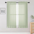 Sheer Curtains 54 inches Long 2 Panles for Living Room Bedroom Small Windowm (Light Green / 42"W x 54"L (Pack of 2))