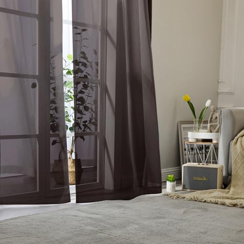 Chocolate Sheer Curtains 78 Inches Long 2 Panels (Chocolate / 42"W x 78"L (Pack of 2))
