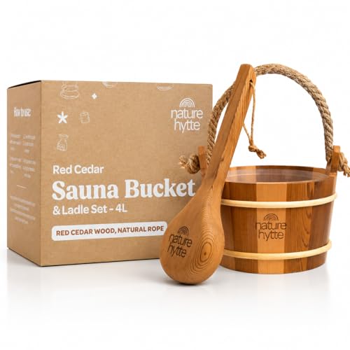 Red Cedar Sauna Bucket and Ladle Set 4L (4L (1 Gallon))